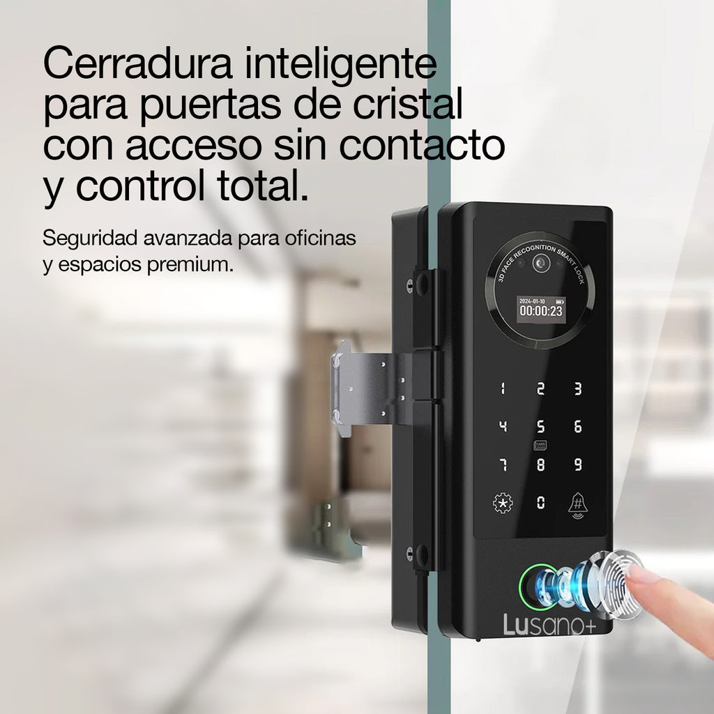 Cerradura Inteligente Lusano Glass para Puertas de Cristal – Huella y Clave