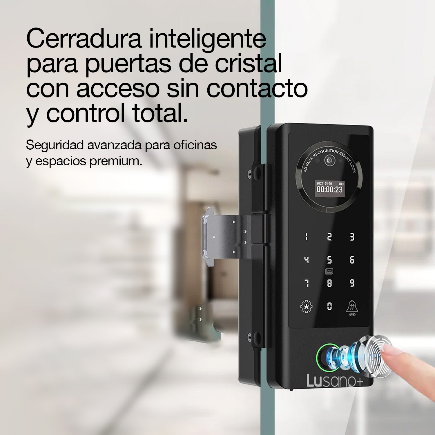 Cerradura Inteligente Lusano Glass para Puertas de Cristal – Huella y Clave