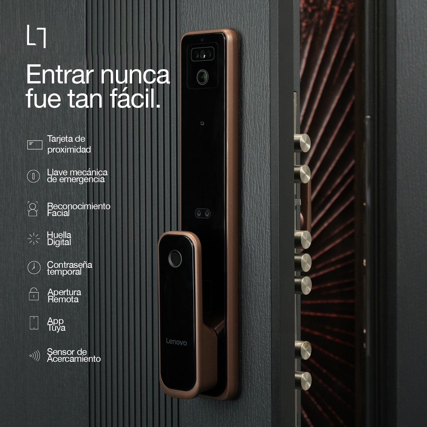 Cerradura Inteligente Lenovo A3F WiFi con Cámara y Reconocimiento Facial