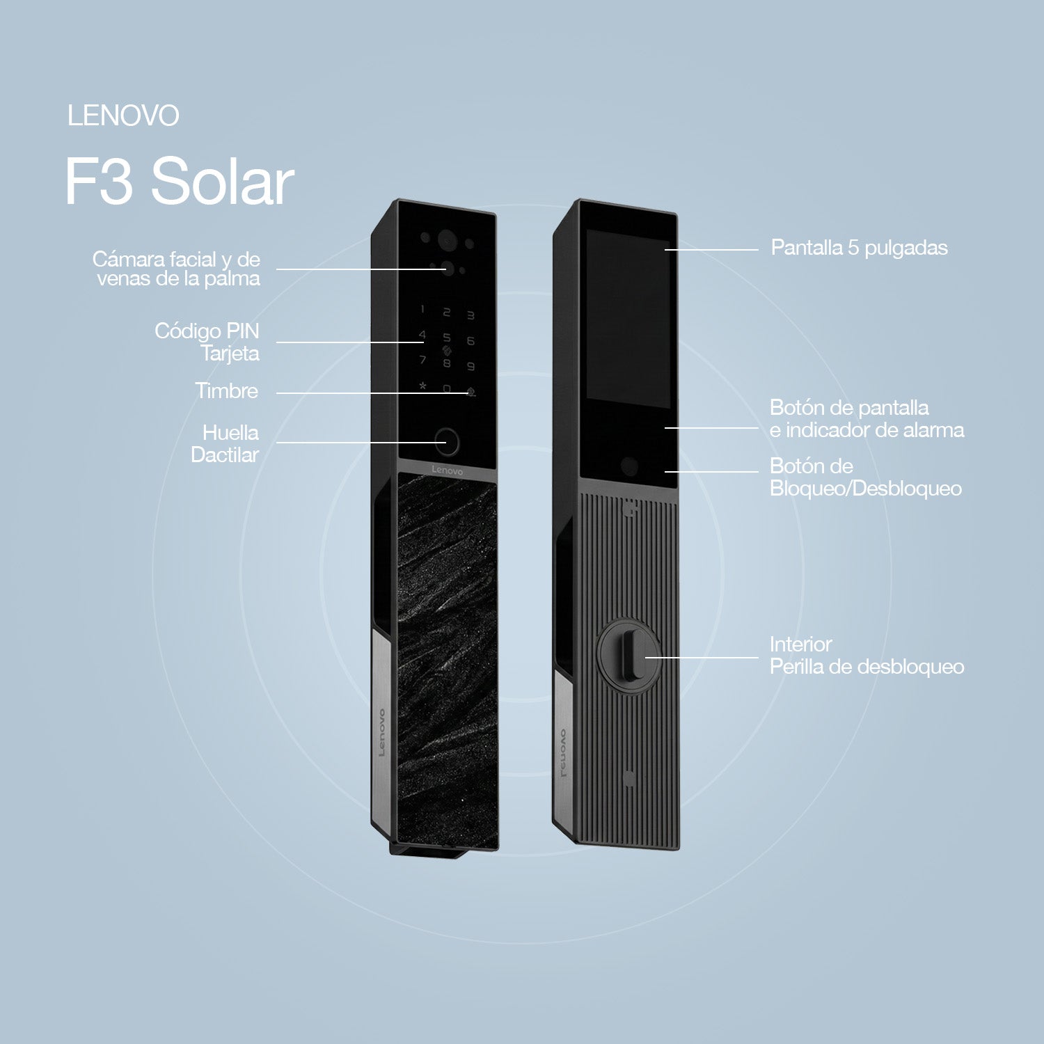Cerradura Inteligente Lenovo F3 Solar WiFi