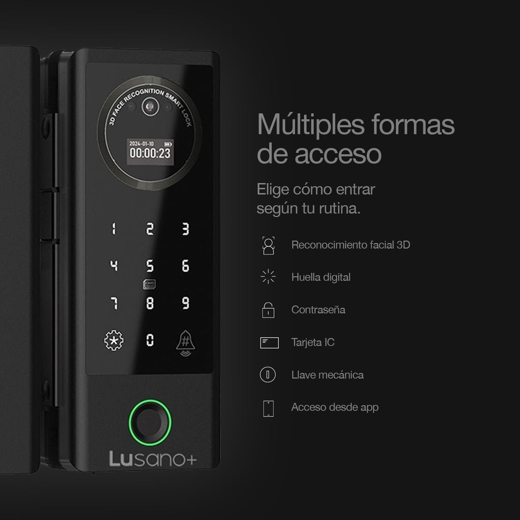 Cerradura Inteligente Lusano Glass para Puertas de Cristal – Huella y Clave