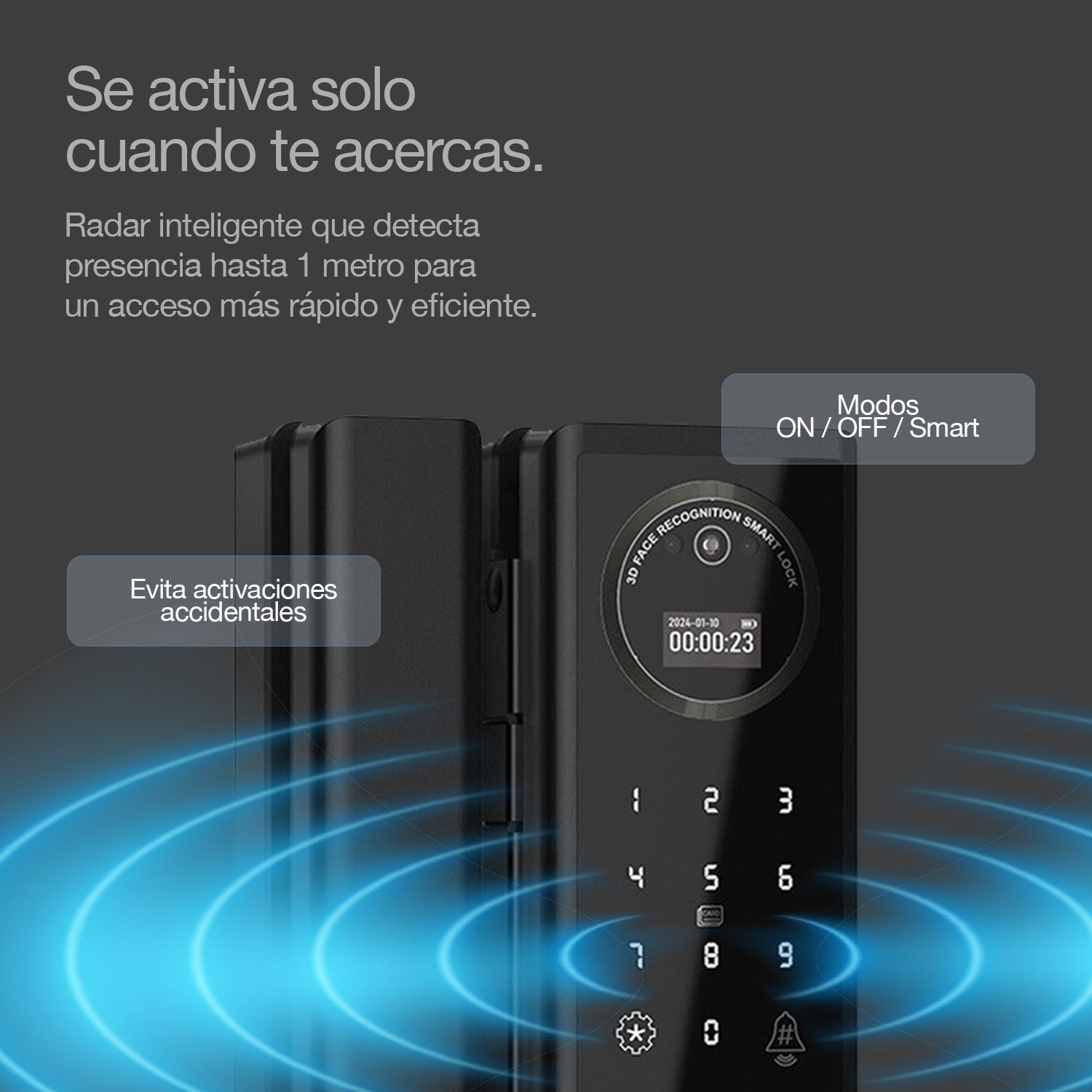 Cerradura Inteligente Lusano Glass para Puertas de Cristal – Huella y Clave