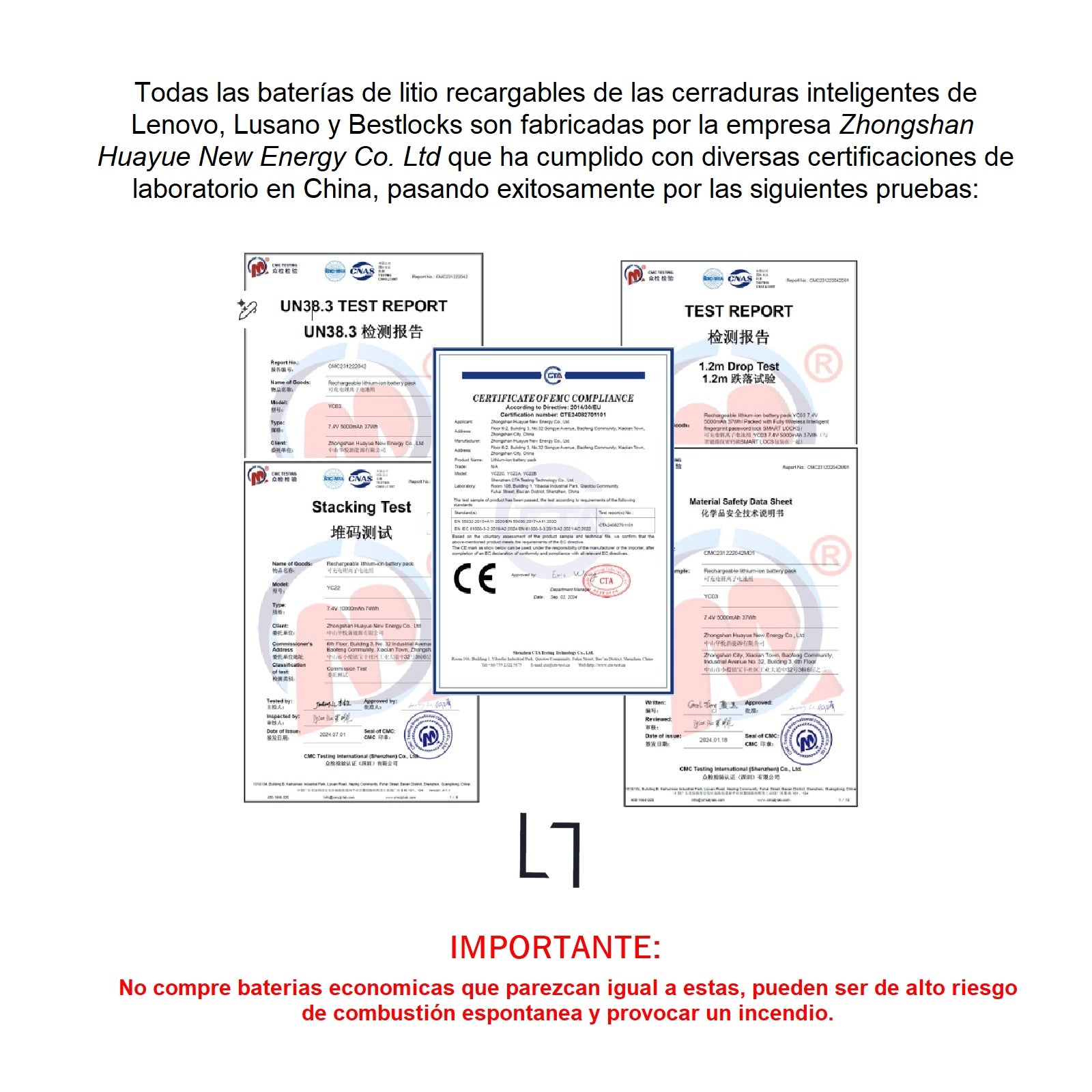 Bateria de litio recargable Lenovo YC04B